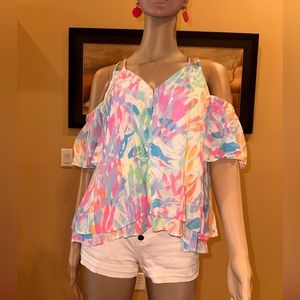 Lilly Piltzer cold shoulder pastel top